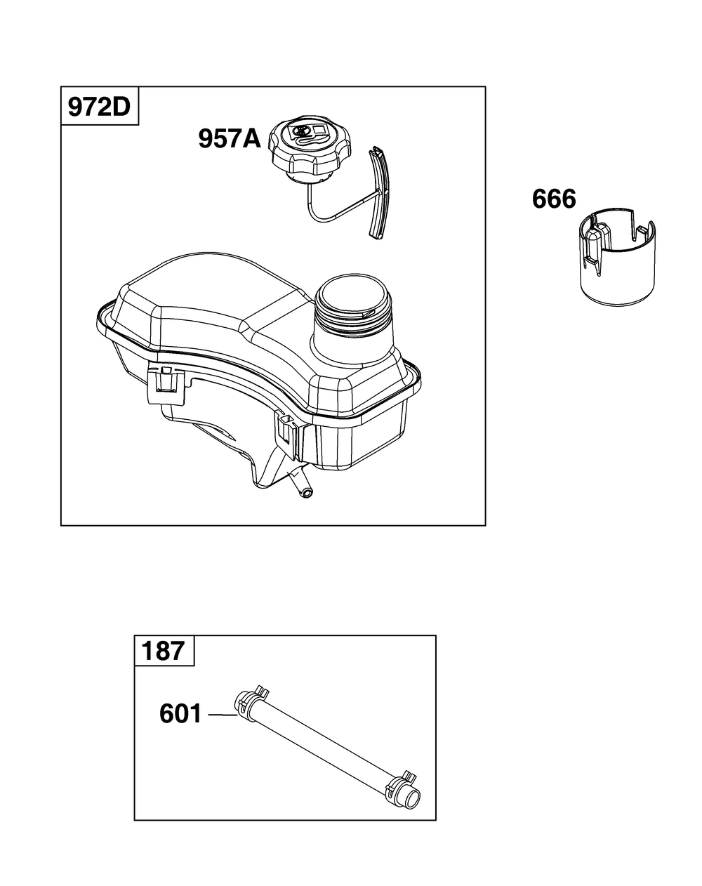 Fuel Supply Group Diagram and Parts List for 104M0B-0205-H5 100000 - 19Z999 Briggs and Stratton Engine